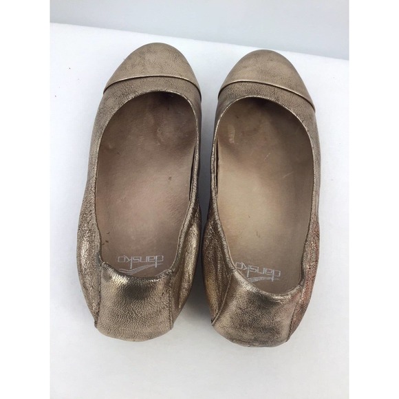 Dansko Lisanne Flat In Gold Leather Women’s Size 37 EU Captoe Work Metallic Shoe - Picture 8 of 16